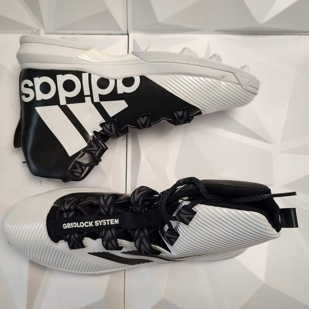Adidas Mens Football Cleat 17 White Black Shoe Gridlock Linemen High Sport - Picture 11 of 12